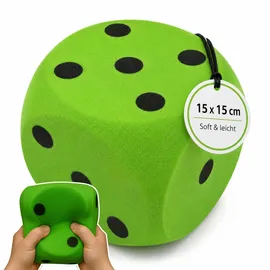 alldoro 63107 XXL Schaumstoff-Würfel Grün, 15 x 15 cm, großer Soft-Spielwürfel, weich & leise, Spielen & Lernen, Indoor & Outdoor