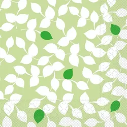 Mank Serviette Tissue Silas in Grün, 33 x 33 cm, 100 Stück - Herbst Blätter Laub