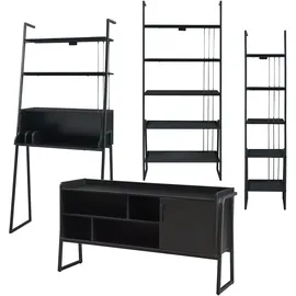 [en.casa] Schreibtisch, Möbelset Storfjord 4-tlg. 1xSchreibtisch, 2xRegal, 1xTV Schrank