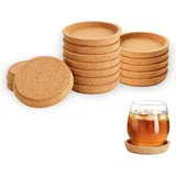 Korkuntersetzer Rund mit Rand - 4 Stück Kork Untersetzer, 10.3cm Untersetzer aus Korken, Absorbierende HitzebestäNdige, für Büro Zuhause Innenhof (16pcs)