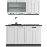 Vicco R-Line Singleküche Weiß Landhaus/Anthrazit 140 cm AP Anthrazit