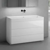 neoro n50 Unterschrank B: 120 cm mit 3 Auszügen, Waschtisch ohne Hahnloch weiß matt, B: 120.5 BN0136WM+BN0454WH