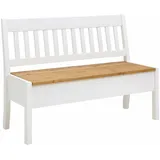 Sitzbank mit Truhe Weiß Kiefer massiv