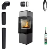 Ofen KRATKI REN S/P 7kW Ø150 Montageset mit Türschließung - Schwarz