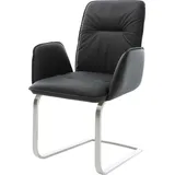 DeLife Freischwinger Vinja-Flex Echt-Leder Schwarz Freischwinger flach Edelstahl