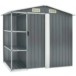 vidaXL Gartenhaus mit Regal Grau 205x130x183 cm Eisen