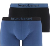 bruno banani Herren, Boxershorts, 2er Pack Flowing, 2 Teile, blau - schwarz,