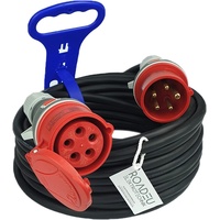 RoadEu - Starkstrom Verlängerungskabel 16A - CEE Verlängerungskabel 3 Meter mit Kabelhalter - Starkstromkabel 16A 380V - 5x2 5mm2 Kabel - 16A CEE Stecker - CEE Steckdose 16A