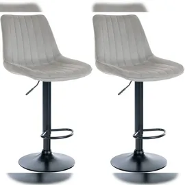 CLP 2er Set Barhocker Toni Samt I Höhenverstellbarer Barstuhl Mit Metallgestell I Thekenhocker Mit Integrierter Fußstütze