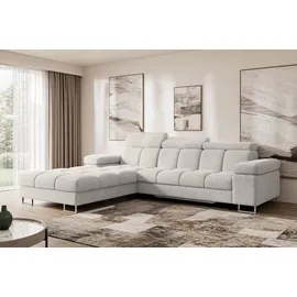 altdecor Ecksofa Cord mit Schlaffunktion 2-Sitzer Creme