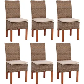 MCW Esszimmerstuhl Var Korbgeflecht braun 6er Set