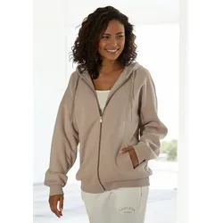 Kapuzensweatjacke, mit seitlichen Taschen und Innen angeraut, Loungewear, Gr. 44/46, taupe, , 31801418-44