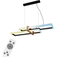 Briloner LED-Pendelleuchte CCT schwarz mit Holz 44W