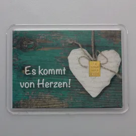 esg | valcambi Goldbarren 1g Es kommt von Herzen" Motivbox