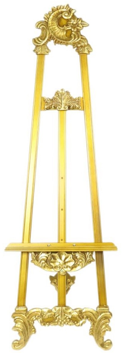 Casa Padrino Barock Staffelei Gold 55 x H. 170 cm - Prunkvolle Massivholz Staffelei mit ausklappbarem Ständer