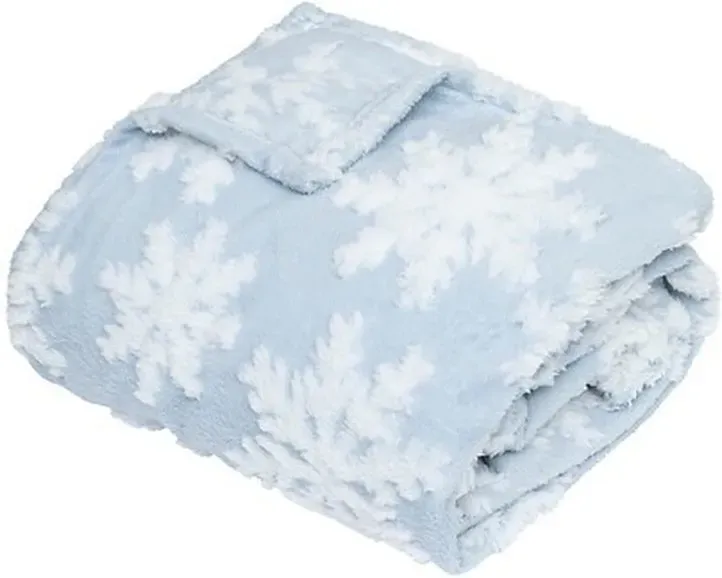 Schneeflocken-Dekokissen, 130 x 180 cm, Blau, Polyester