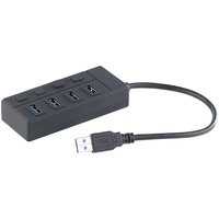 Xystec USB-3.0-Hub mit 4 Ports, einzeln schaltbar, bis 5 Gbit/s