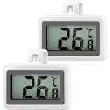 AiQInu 2 Stück Kühlschrankthermometer Digital mit Magnet und Haken, Großer Messbereich -50°C bis +70°C, Mini Thermometer Kühlschrank für Küche, Gefrierschrank, Lager