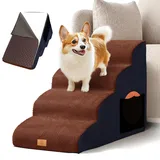 Hundetreppe, Haustiertreppe für Hunde,Haustiertreppe 4 Stufen, rutschfeste Hunderampe mit Abnehmbarer Bezug Am Besten für Ältere Verletzte Haustiere-Waschbar Katzentreppe