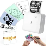 Phomemo M02 Pro Mini Drucker für Smartphone, Aufkleber Drucker 300 DPI Mini Fotodrucker mit 3 Papierrollen, Tragbarer Thermodrucker Taschendrucker für Geschenke, Fotos, Etiketten, Journal
