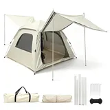 Camping Zelt für 3 Personen, Pop Up Zelt mit Markise, 9 m2 Sonnenschutzfläche Instant Zelt, Campingzelt Automatisches, Familie Kuppelzelt für Camping Wandern Backpacking