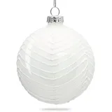 SIKORA Highlights 4er Set ausgefallene Christbaumkugeln aus Glas Weiss Farbe/Modell:Modell New York Weiss, Größe:8 cm