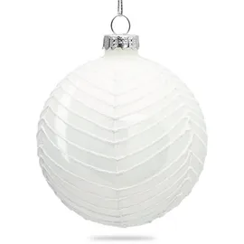 SIKORA Highlights 4er Set ausgefallene Christbaumkugeln aus Glas Weiss Farbe/Modell:Modell New York Weiss, Größe:8 cm