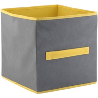 axentia Aufbewahrungsbox Sofia grau-gelb, Stoffbox mit Griff, Regalbox multifunktional, Schuhbox Maße: ca. 26 x 26 x 26 cm