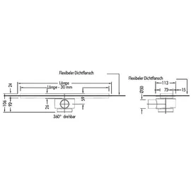 Megabad Profi Collection Megabad Drainset komplett Duschrinne 80 cm mit Abdeckung für Fliese, Duschabläufe,
