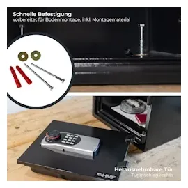 HMF 46161 Feuerfester Tresor mit Zahlenschloss, 41,2 x 35,5 x 36,3 cm,