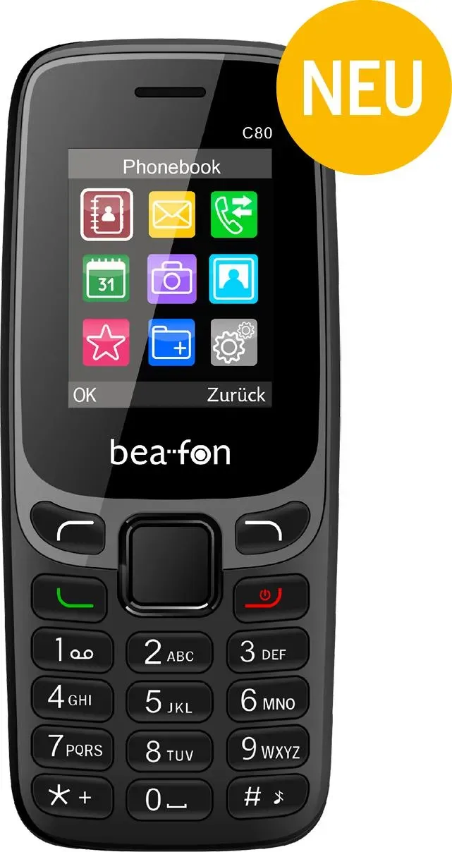 Bea-Fon C80 Classic Line, Handy, schwarz, Dual SIM (1.77", 2G), Tastenhandy, Schwarz