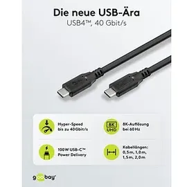goobay USB4 Kabel 100W 0,5m schwarz