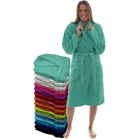 LEBENGOOD Bademantel für Damen, Herren, Unisex, Frottee 100% Baumwolle 400 gr, Flauschig, Kuschelig, Bunt, Leicht, Dusche (Aqua Blau M) - M