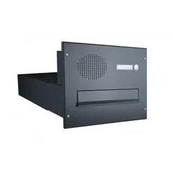 Mauerdurchwurf Briefkasten in RAL 9005 mit Busch-Jaeger Sprechanlage in anthrazit - B-042