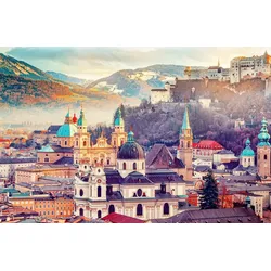 Fototapete PAPERMOON "ALTSTADT-SCHLOSS PALAST ALPEN", bunt, B:3,00m L:2,23m, Vlies, Tapeten