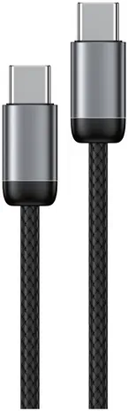 Neues Encore Energy USB-C x2 5A Kabel QC PD 100W zum Laden und Datentransfer 200 cm geflochten schwarz EE121-CC-2M