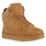 VAN HILL 841867 Sneaker Damen Warm Gefütterte Sneaker High Bequeme Profil-Sohle braun 37