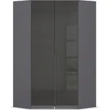 otto home Eckkleiderschrank OTTO HOME "Kleiderschrank Schrank Ankleidezimmer Schlafzimmer Garderobe AGORDO", grau (graumetallic, effektgrau hochglanz), B:117cm H:210cm T:117cm, Holzwerkstoff, Schränke, Eckkleiderschrank, voll ausgestattet mit großzügigem Stauraum,