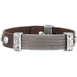 Seven-24 Armband Edelstahl mit braunem Leder