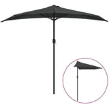 furnicato Balkon-Sonnenschirm mit Alu-Mast Anthrazit 270x144 cm Halbrund