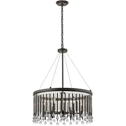 Kronleuchter/Pendelleuchte Piper, 6 Lichter, Espresso/Chrom