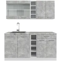 Vicco Küchenzeile R-Line 160 cm Beton/Weiß