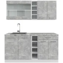 Vicco Küchenzeile R-Line 160 cm Beton/Weiß