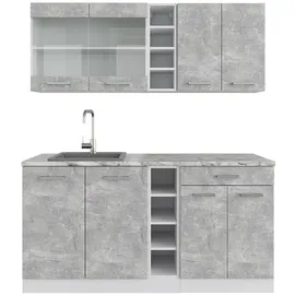 Vicco Küchenzeile R-Line 160 cm Beton/Weiß