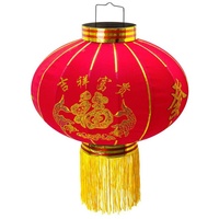 TRANGO Lampion, LT400-01 chinesische Laterne *LUCK* Pendelleuchte, 40cm Durchmesser aus Stoff mit Glück Zeichen für Innen & Außen I Rote Laterne I Glück Laterne I Chinese New Year Lantern, Rote Lampion Leuchte, Hochzeit Laterne, Party Laterne Ø 45 cm