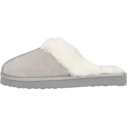 Hausschuh MOLS "Tamara W", Damen, Gr. 39, grau, Leder, sportlich, Schuhe Pantoffeln Plüsch Hausschuh, aus Leder, angenehm wärmend