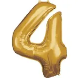 Amscan Luftballon Zahl 4 65 x 93 cm gold