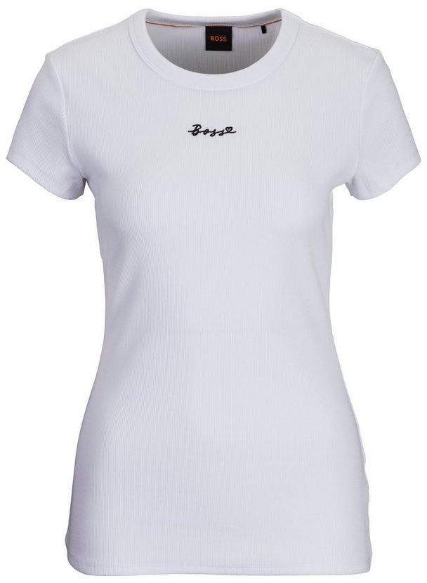 BOSS ORANGE T-Shirt C_Esim Premium Damenmode mit BOSS Stickerei weiß L (40)