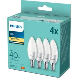 Philips LED-Kerze 4,9W E14 470 lm warmweiß 4 St.