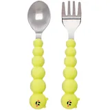 melii Caterpillar Löffel & Gabel Utensilien für Kleinkinder & Kinder, Silikon & Edelstahl